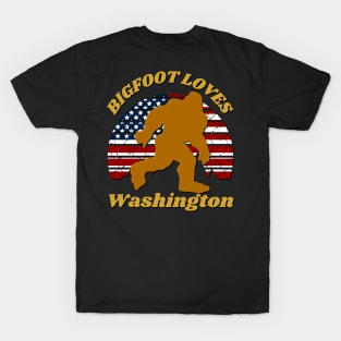 Bigfoot loves America and Washington too T-Shirt